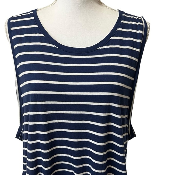 J Crew Factory Sleeveless Stripped Knit Tiered Mini Dress 100% Cotton Size 2X - Picture 11 of 12